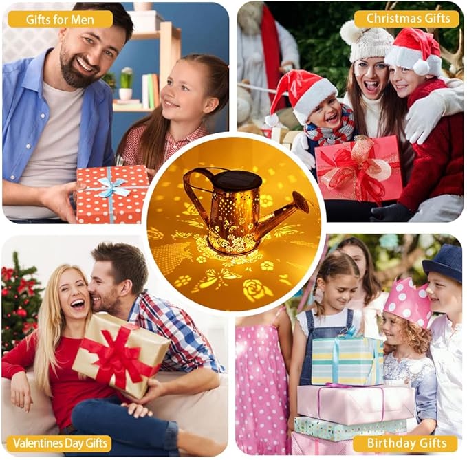 Solar Watering Can Lights, Unique Owl Gardening Gifts for Mom Women Grandma Birthday, Waterproof Large Hanging Solar Lantern for Outdoor Garden Patio Yard Pathway