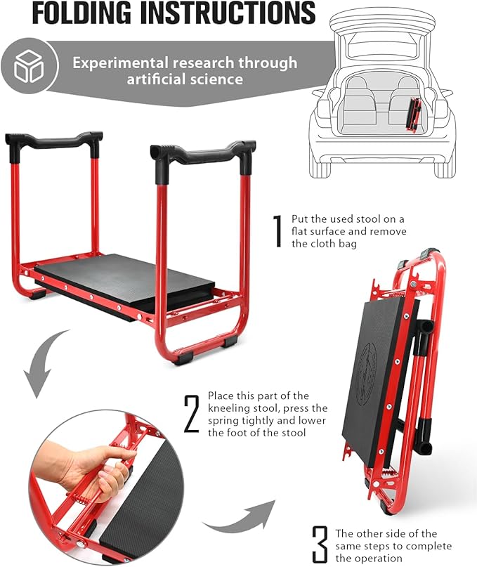 Garden Kneeler and Seat Heavy Duty,Upgraded Foldable Gardening Stool Widened to 10" Stable Wear-Resistant Prevent Knee and Back Pain, Bench High-End 2 Large Tool Bags Gift for Women