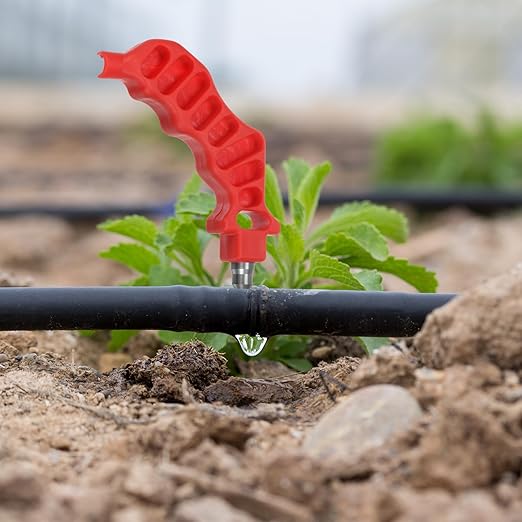 HARFINGTON 2-in-One Drip Irrigation Tubing Hole Punch 8mm for 1/4 Inch Fitting and Emitter Insertion Drip Tube Hole Punch Fitting Insertion Tools for Laying Branch Drip Pipes, Red