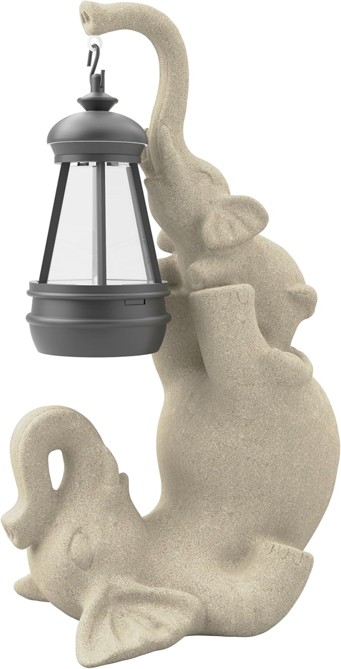 Solar Garden Statue 10 Inch Elephant Decor for Outside Yard Decoration Outdoor Unique Housewarming Gardening Birthday Gifts for Women Grandma