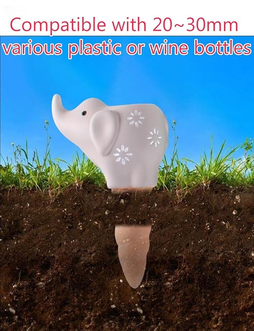 4 Pack Plant Watering Devices, Elephant Shape Terracotta Watering Spikes, Vacation Self Watering Planter Insert, Automatic Plant Waterer for Indoor Outdoor Plants