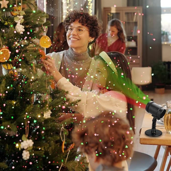 Outdoor Garden Laser Light Projector, Christmas Laser Lights with Red and Green Star Show, Waterproof Holiday Laser Light Landscape Spotlight, Suitable for Outdoor Garden, Home, Decoration, Party