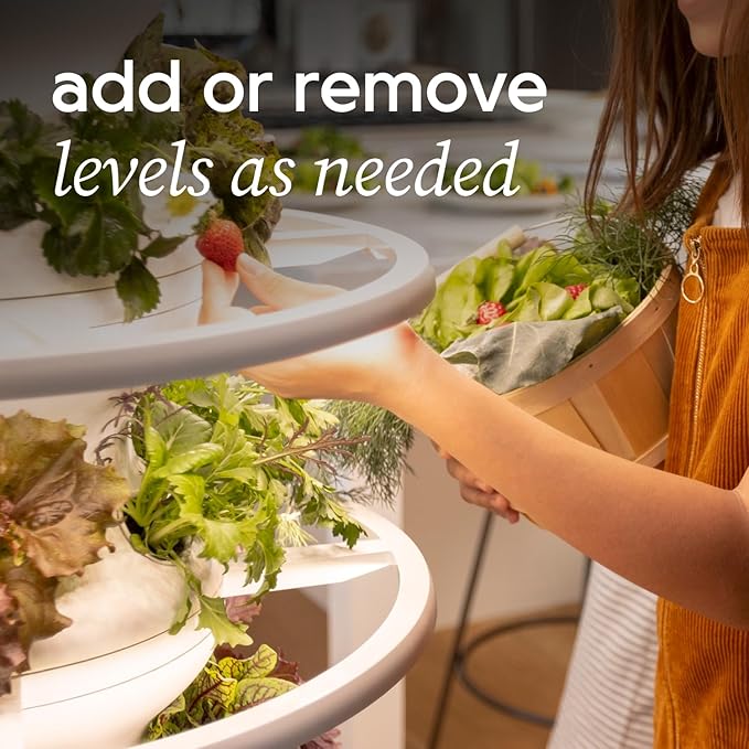 Farmstand Starter Kit with Glow Rings and 24 Seedling Credits | Medium Hydroponic Growing System Kit | Vertical Garden Planter Tower | 4ft 10in Tall