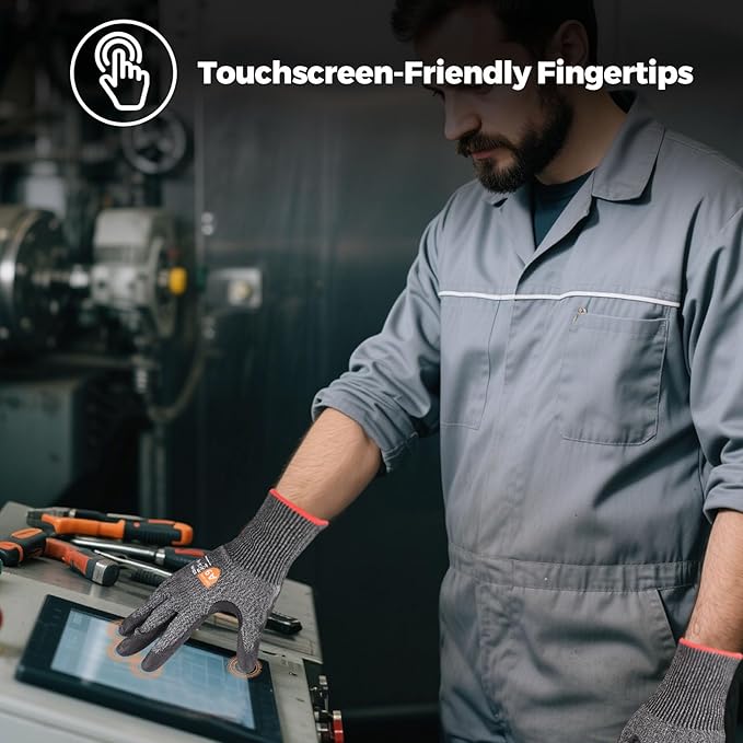 Donfri A9 Cut Resistant Work Gloves for Men - Steel + HPPE Hybrid Safety Gloves for Men, ANSI Cut Level 9 Protection Flexible for Metal Glass Wood Construction Fishing