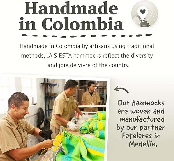 La Siesta® Large Comfort Habana Cotton Hanging Hammock Chair, Indoor Outdoor Hammock Swing Chair, Boho Hanging Chair Bedroom Patio, Max 285 Lbs, Latte