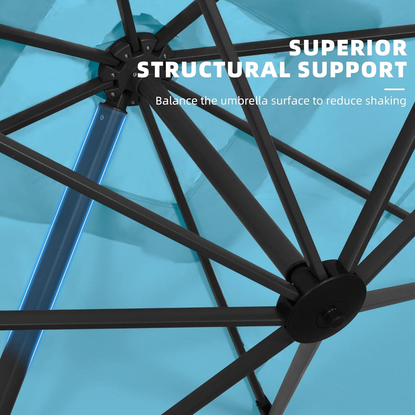 PURPLE LEAF 10' X 13' Patio Umbrella Outdoor Cantilever Rectangle Umbrella Aluminum Offset Umbrella with 360-degree Rotation for Garden Deck Pool Patio, Turquoise Blue