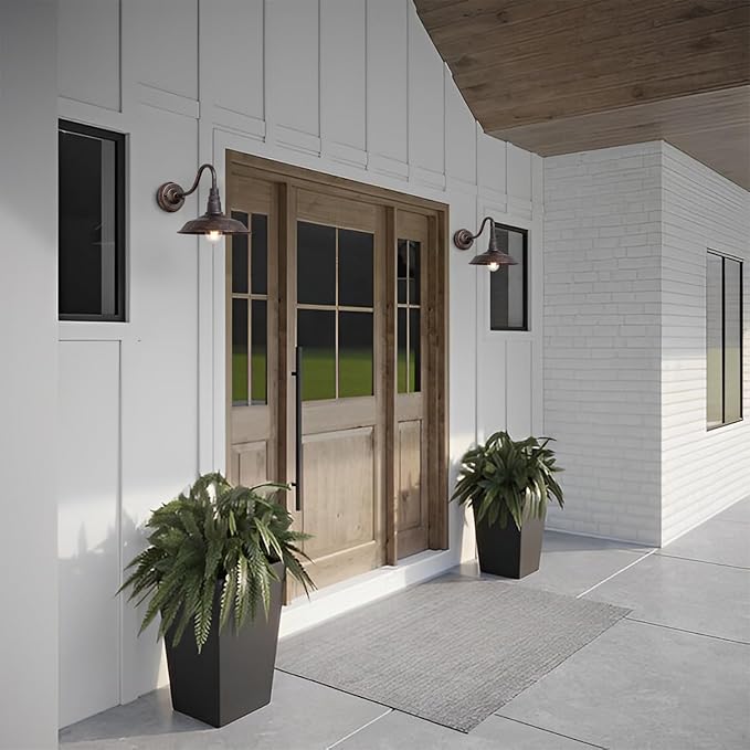 Outdoor Wall Light, 9.8" Iron Art Gooseneck Wall Lanterns, E26 Retro Barn Lights, Indoor and Outdoor Wall Mounted Lighting Waterproof Wall Sconce Light, for Porch, Garage