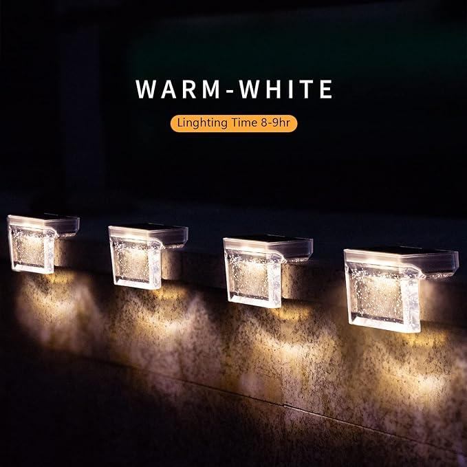 Solar Deck Lights Outdoor 16 Pack LED Step Fence Patio Wall Lights Garden Pathway Decoration Lighting, Accent Lighting (Warm White)