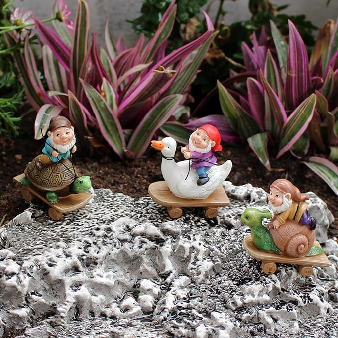 3 PCS Funny Garden Gnome Statues, Creative Resin Dwarf Sculptures, Outdoor Yard Decor, Gnomes Tree Faces for Lawn, Patio, Porch, Miniature Fairy Garden Accessories, Novelty Gift for Indoor/Outdoor Use