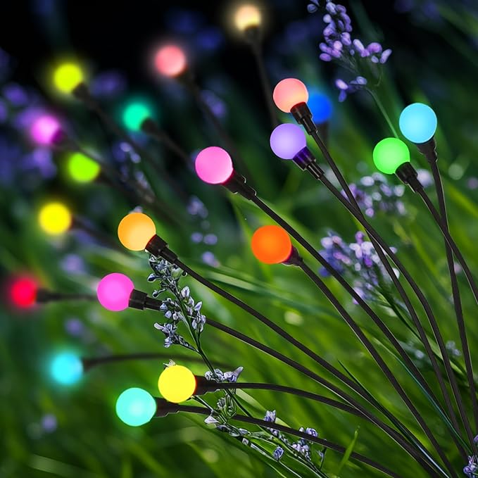 Solar Christmas Decoration, 20 LED Firefly Garden Lights Solar Outdoor, Solar Lights for Outside Sway by Wind,Solar Lights Outdoor Waterproof for Yard Patio Pathway Decoration (2 Pack)