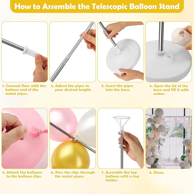 Wedding Arch Backdrop Stand 6.5FT Metal Backdrop Stand with 2 Pcs Adjustable Balloon Column Stand Gold Wedding Arch Frame for Birthday Party Graduation Baby Shower Ceremony Outdoor Supplies Décor