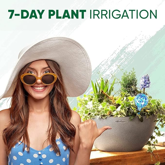 Plant Watering Globes Set of 8 - Large Self Watering Globes for Indoor & Outdoor Plants - Multicolored, Automatic, Glass Watering Bulbs for Daily Use, Plant Watering Devices