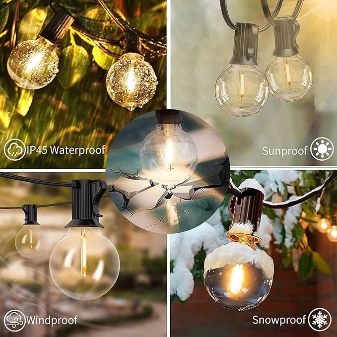 Svater Outdoor String Lights 300 FT, Patio Lights Outside with 156 G40 Shatterproof LED Bulbs, Waterproof Hanging Globe Lighting for Bistro Backyard Cafe Market, Warm White 2700K(3 x 100 FT)