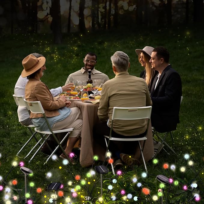 AOSEA Solar Garden Lights Outdoor, Solar Fairy Sway by Wind, RGB Color Firefly for Patio Pathway Outdoor Garden Yard Sidewalk Decoration, Gardening Gifts for Outdoor Lighting (4 Pack)