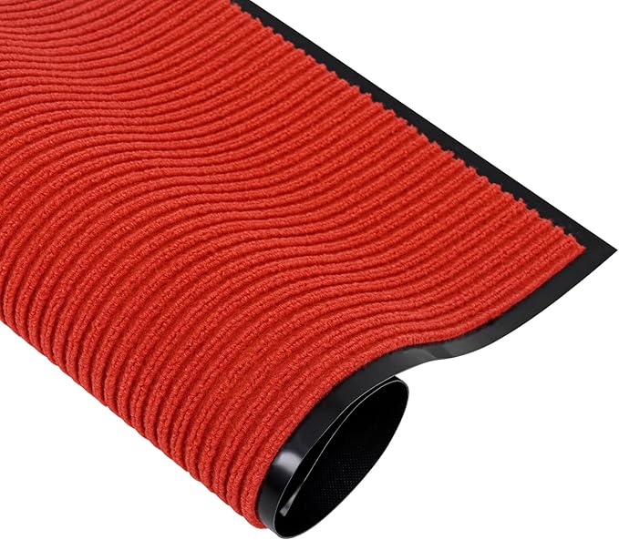 fani Heavy Duty Large Outdoor Indoor Entrance Black Doormat Waterproof Low Profile Entrance Rug Front Door Mat Patio Anti-Skid Rubber Back, 35x60 inch (China Red)