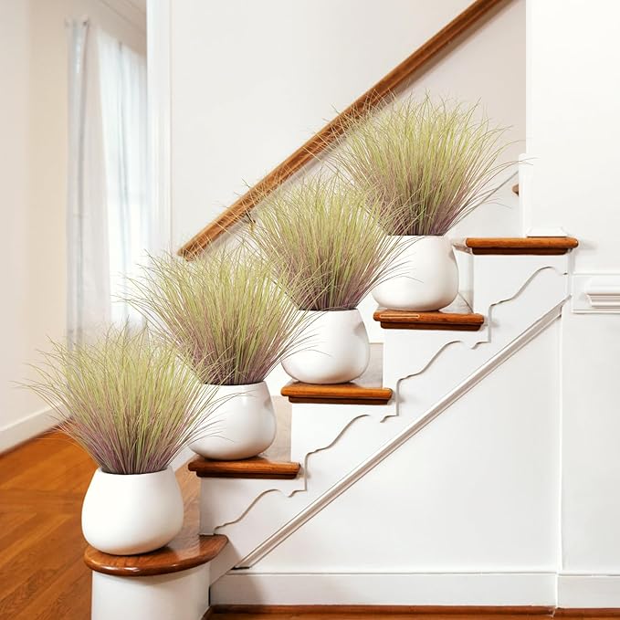 100Pcs Artificial Grass Plants, Faux Shrubs Wheat Grass, Artificial Tall Grasses Fake Plants for Outdoor Decor,Artificial Greenery Stems Weed for Room Indoor Home Decor(Light Purple)