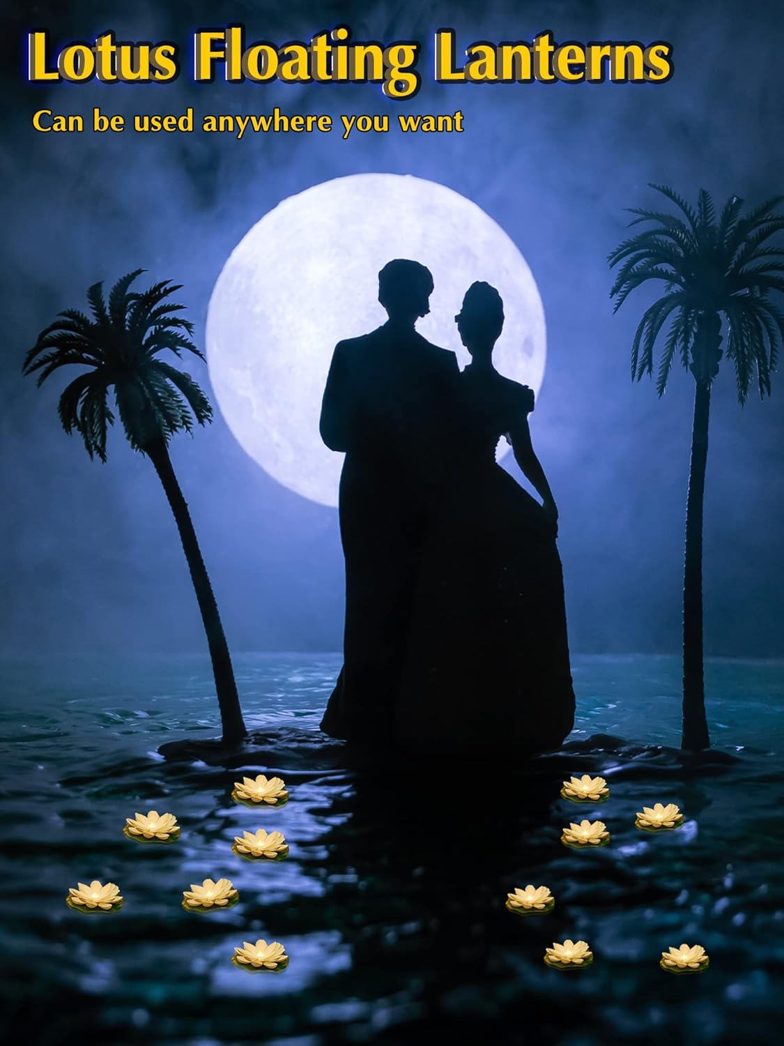 Hortsun 12 Pcs Floating Lotus Lights with Batteries Lily Pads Pool Flowers Diwali Pooja Decorations Floating Candles Decor for Pool Pond Outdoor Indoor(3.94 Inch,White)