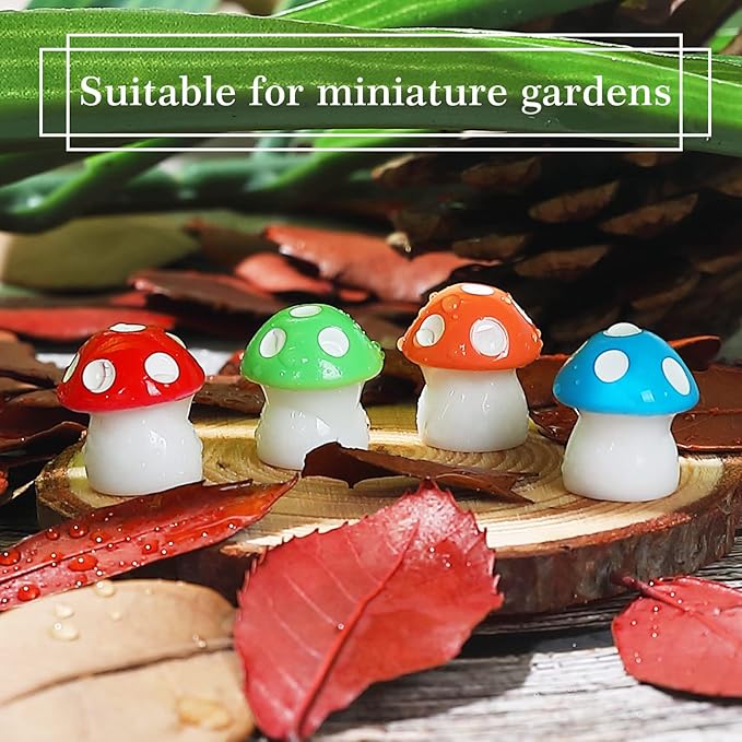200 Pieces Tiny Mushrooms Garden Decor | Fairy Garden Mushrooms Ornaments | Miniature Home Décor | DIY Bonsai Craft (Multi-Color)