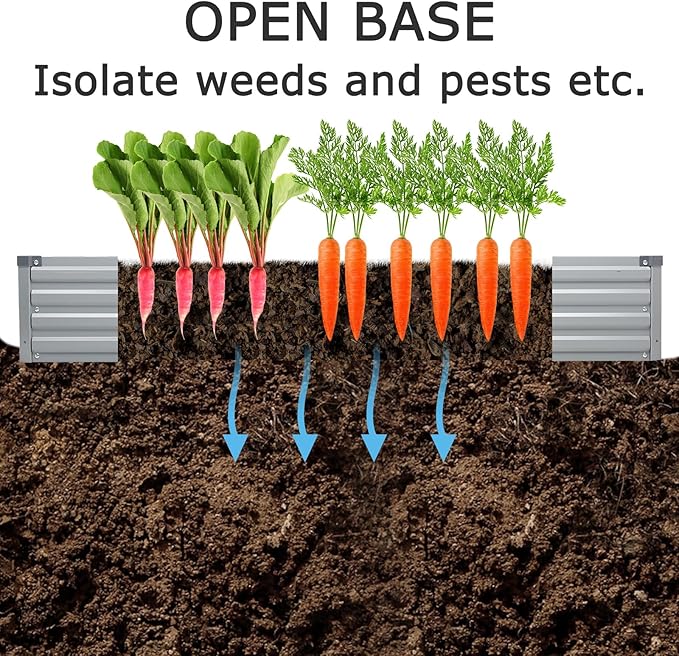 4x3x1ft(2 Pack) Galvanized Raised Garden Bed,Outdoor Planter Box Metal Patio Kit Planting Bed for Vegetables Flowers Herb,Grey