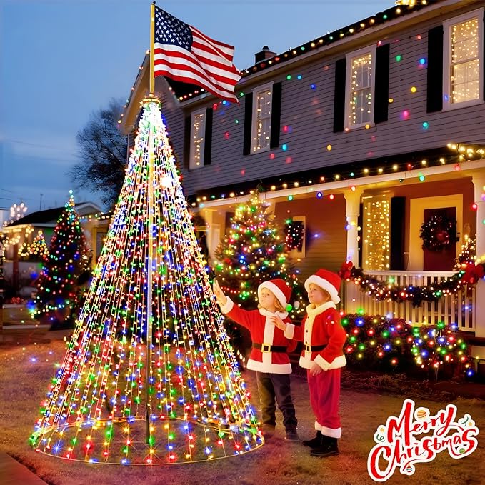 KNONEW 600ft 1500 LED Outdoor Christmas String Lights 8 Modes & Timer Fairy Light Plug in Waterproof Hanging Lighting for Xmas Yard Tree Wedding Party Holiday Decorations(Multicolor)