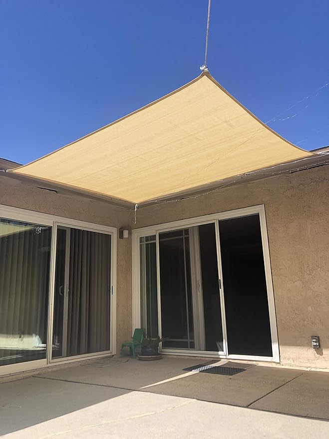 Eden's Decor Straight Flat-Edged Sun Shade Sail Rectangular 8' x 20' Wheat UV-Blocking Outdoor Canopy Fabric Cloth Awning for Pergola Patio Garden Backyard Custom Size