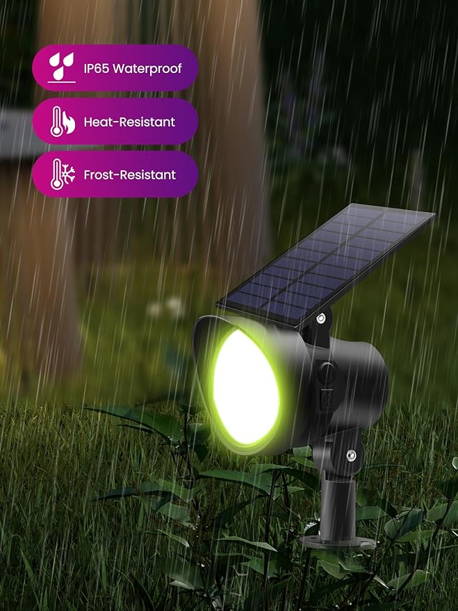 Solar Spot Lights Outdoor Color Changing, Dimmable IP65 Waterproof Solar Landscape Spotlights for Garden Yard Decorations, 4 Pack