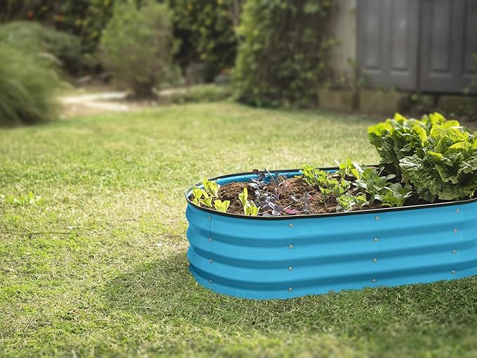 Galvanized Raised Garden Beds Outdoor // 4×2×1 ft (2-Pack) Planter Raised Beds for Gardening, Vegetables, Flowers (Teal) // Large Metal Garden Box