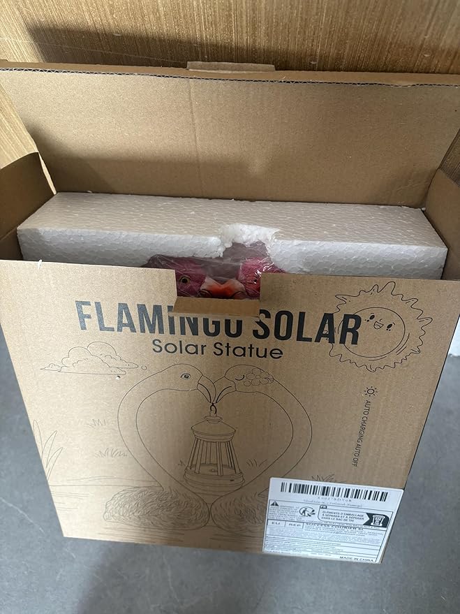 9.8" Garden Flamingo Statue with Solar Lantern,Heart Shaped Flamingo Decor,Unique Double Head Flamingo Gifts for Women,Mom,Lover