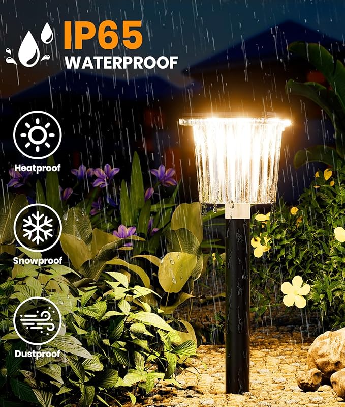 Super Bright Solar Pathway Lights Outdoor Powered,Adjustable Warm&Cool White,Waterproof IP65 Garden Decor Landscape Lighting Outside for Yard/Patio/Walkway/Driveway/Landscape (Obsidian Black, 6 Pack)