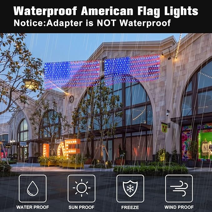 MUYUN 420 LEDs American Flag Lights, Waterproof LED US Light, United States Flag Light for Garden, Festival, Holiday, Party Decoration, Christmas Decorations