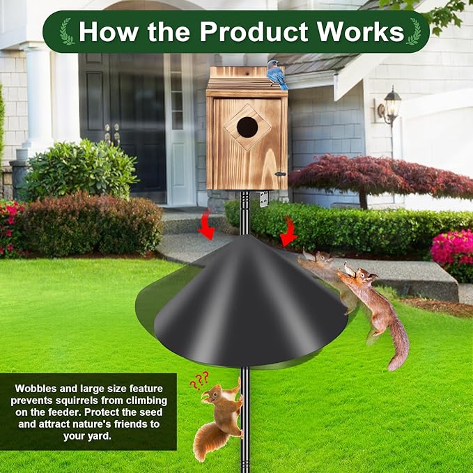 Gtongoko 19 Inch Squirrel Baffle for Bird Feeder Pole Squirrel Guards for Shepherds Hook Stopper for Bird Feeders Black 2 Pack