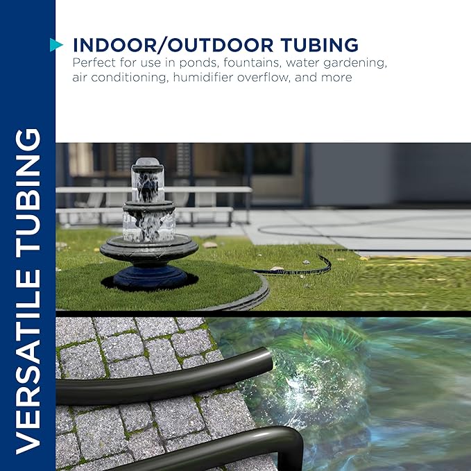 Alpine Corporation 50' PVC Tubing with 1-1/4" Inside Diameter for Ponds and Fountains, Black