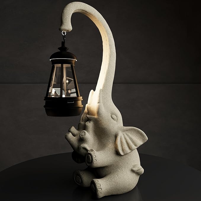 Solar Powered Outdoor Figurine Lights, 10 Inch Waterproof Animal Elephant Statue Light, Suitable for Decorations for Patio, Balcony, Lawn, Courtyard, Etc.(Chest)