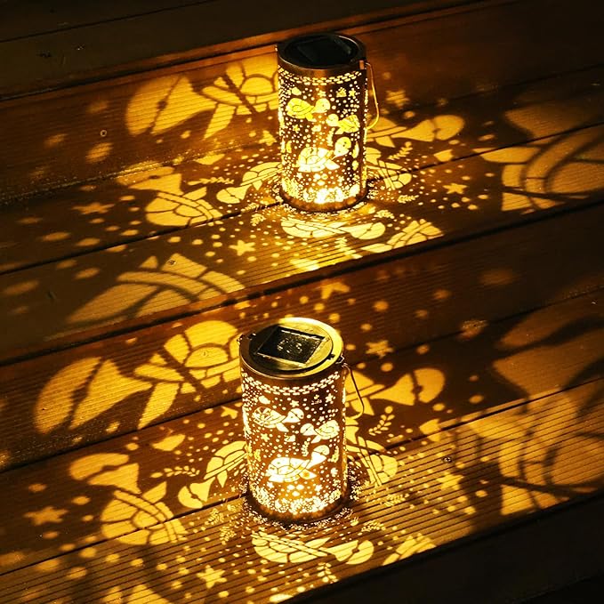 Fabuday Turtle Solar Lanterns Outdoor Waterproof - Metal Hanging Solar Powered Lights Led for Outside, Patio, Porch, Balcony, Yard and Deck Garden Decor, Gardening Decorations Gifts for Women Mom