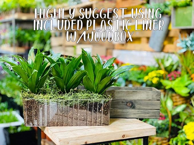 Wooden Planter Box, Rustic Barn Wood/Whitewash with Plastic Liner l Garden Decor l Restaurant and Wedding Decorations l Table Centerpiece (12x4 Set of 4, Burned Wood)