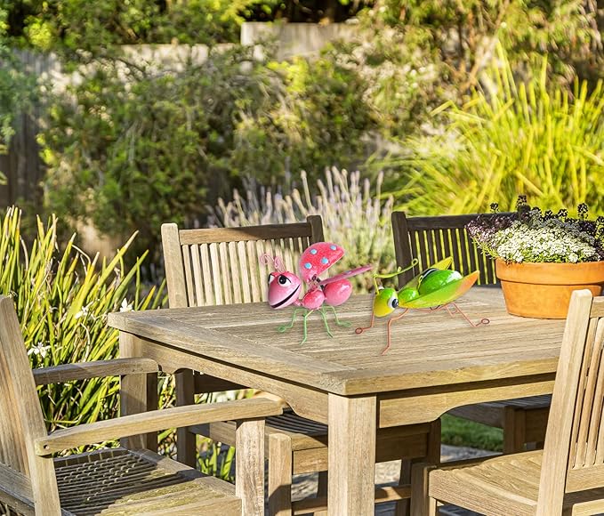 GIFTME 5 Outdoor Wall Decorations,Ladybug and Mantis Metal Outdoor Decor,Set of 2 Metal Yard Art-Perfect Garden Lover Gifts