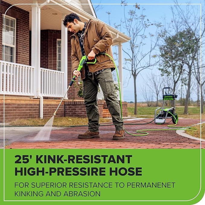 Greenworks Pro Brushless 2700 PSI (CSA Certified) 2.3 GPM Max / 1.2 GPM Electric Pressure Washer (Foldable Handles, Rugged Steel Frame, 25 FT Hose, 35 FT GFCI Power Cord)