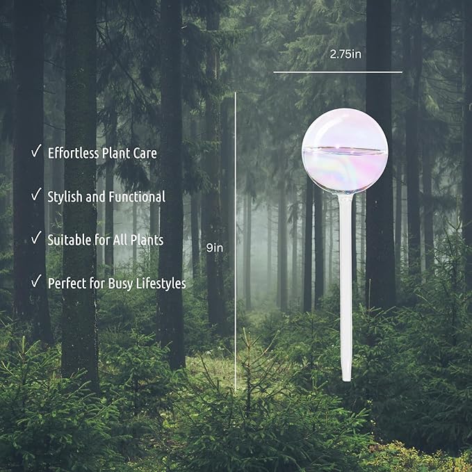 LGL Plant Watering Globes - Automatic Self Watering Globes. Decorative Self Watering Planter Inserts Made From Hand-Blown Durable Glass. Self Watering Spikes to Support Plant Health. 4 Pack, Medium.