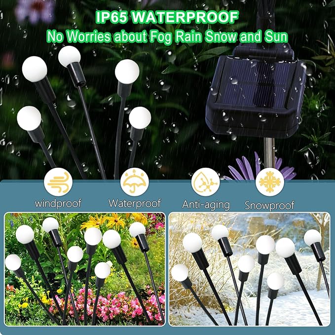 Solar Garden Lights Outdoor, 6 Pack 60 LED Solar Pink Firefly Lights Waterproof, Sway by Wind, Solar Swaying Light for Yard Patio Backyard Garden Planter Flower Bed Pathway Outdoor Decoration
