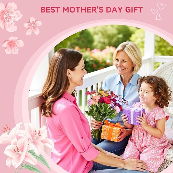 Solar Flowers Lights Outdoor Waterproof, 3 Pack 2 in 1 Solar Butterfly Bouquet for Garden Decor, LED Warm Lighting Garden Lights Outdoor for Pathway Yard Patio Decoration