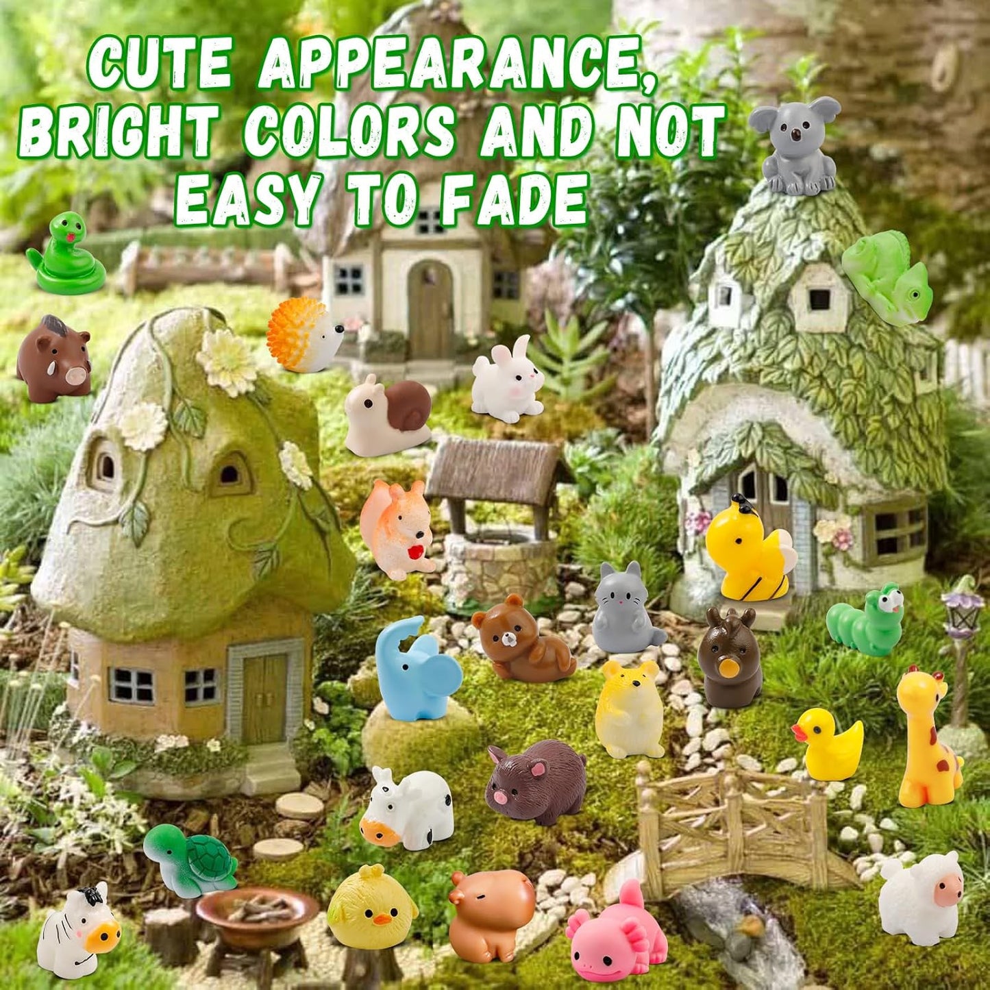 42 Pcs Mini Resin Animals 42 Styles Resin Animals Figurines Bulk for Fairy Garden Miniature Dollhouse Accessories Hide Crafts Decor