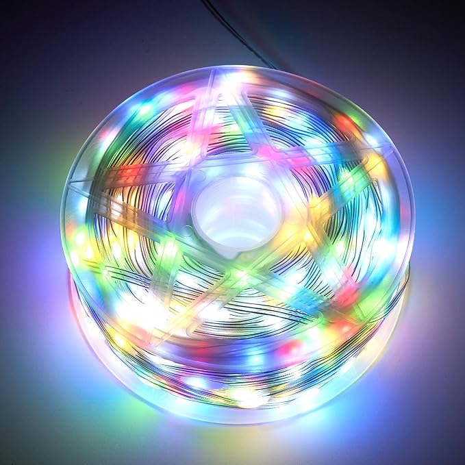 Joiedomi 600 LED Christmas String Lights Outdoor,198FT Multicolor Fairy Light with Remote 8 Modes Timer, Plug in PVC Clear Wire Lighting Decor with Reel for Indoor Dorm Classroom Bedroom Holiday