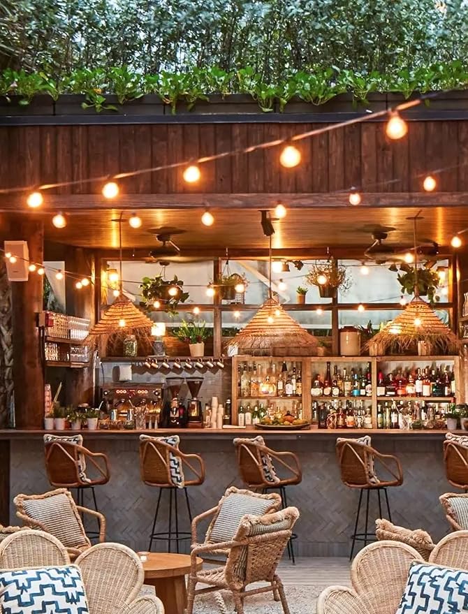 Outdoor String Light 25Feet G40 Globe Patio Lights with 27 Edison Glass Bulbs(2 Spare), Waterproof Connectable Hanging Christmas Lights for Backyard Porch Balcony Party Xmas Decor, E12 Socket Base