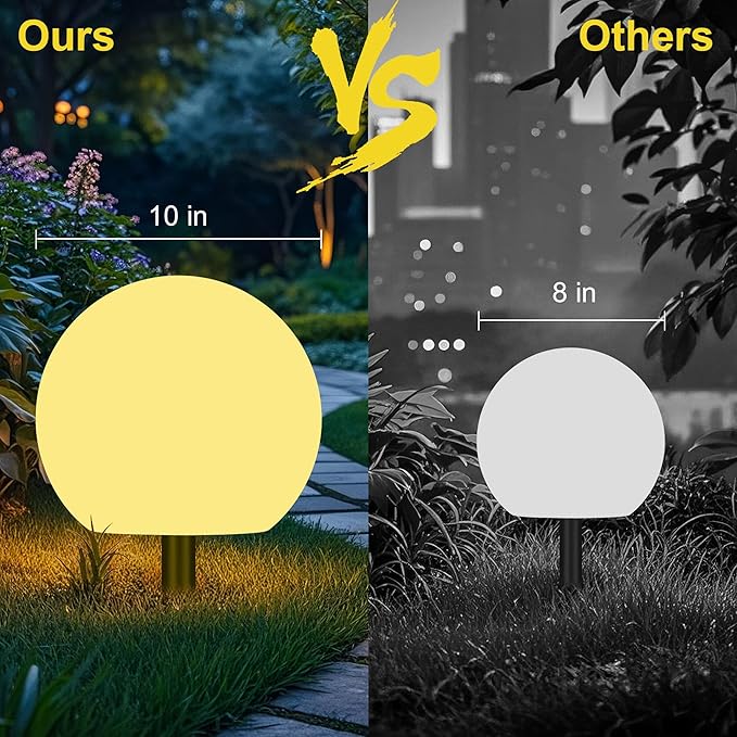 shumi Solar Ball Light-10inch LED Outdoor Table Lamp 16 RGB Colors and Dimmable Globe Light with Remote,Decor for Patio,Garden,Yard,Beach,Pathway