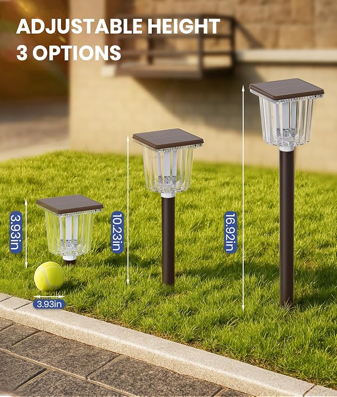 Super Bright Solar Pathway Lights Outdoor Powered,Adjustable Warm&Cool White,Waterproof IP65 Garden Decor Landscape Lighting Outside for Yard/Patio/Walkway/Driveway/Landscape (Cocoa Brown, 3 Pack)