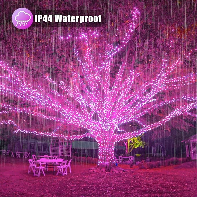200 LED Pink String Lights, 66ft Pink Christmas Lights Outdoor Waterproof 8 Modes Clear Wire, Connectable Plug in Twinkle Fairy Lights for Bedroom Indoor Wedding Christmas Decorations