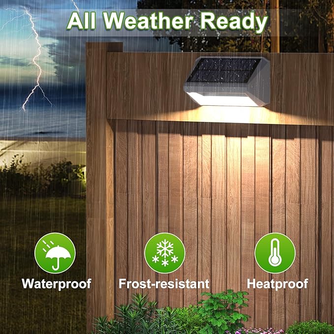 LANSOW Solar Fence Lights 10 Pack, Cool ,Warm and White, Solar Deck Lights Outdoor Waterproof, Dusk to Dawn Solar Powered Decor for Outside, Step, Yard, Patio, Wall, Stair