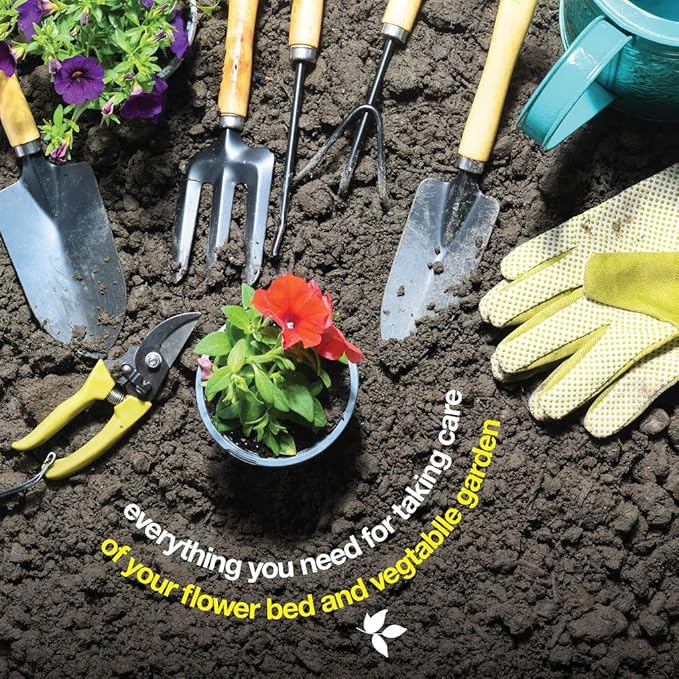 Gardening Tools Set of 10 - Complete Heavy Duty Garden Tools Set with Fashion Handbag - Durable Gardening Supplies Kit Ideal Garden Gifts for Women