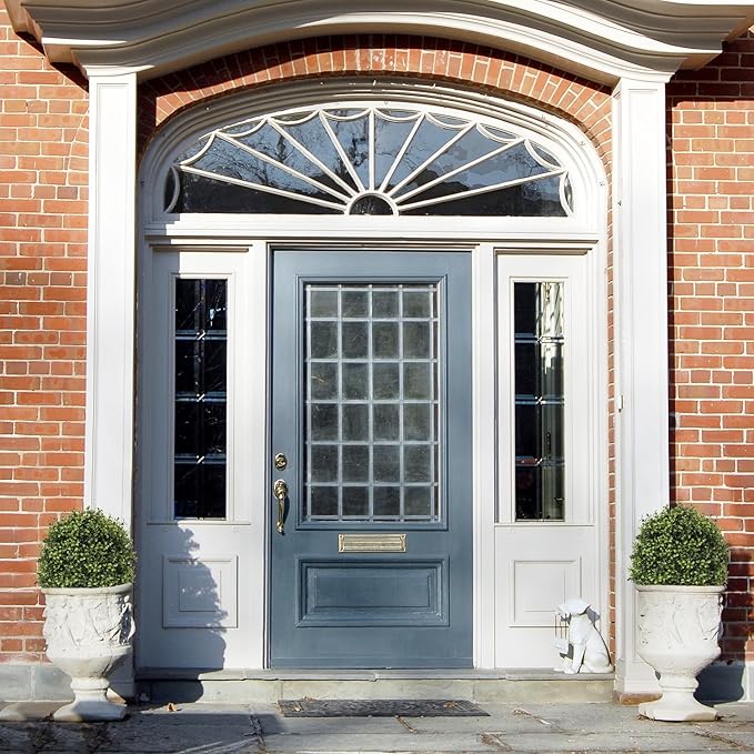 27“ Realistic Artificial Boxwood Topiary Trees Set of 2, Faux Boxwood Plants Outdoor UV-Resistant, No Maintenance Curb Appeal Fake Evergreen Bushes & Shrubs for Front Porch Outside Planter Decor