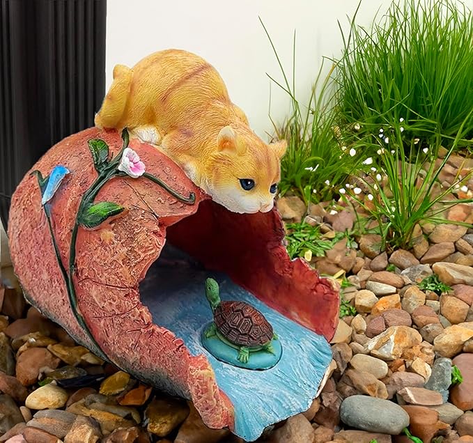 Teaeeno Orange Cat Decor Statue Gutter Downspout Extension Decorative,Animal Statue Outdoor Decor,3"Ă4" Rain Gutter Downspout Splash Block,Garden Splash Block Outdoor Sculpture,Rain Downspout Diverter